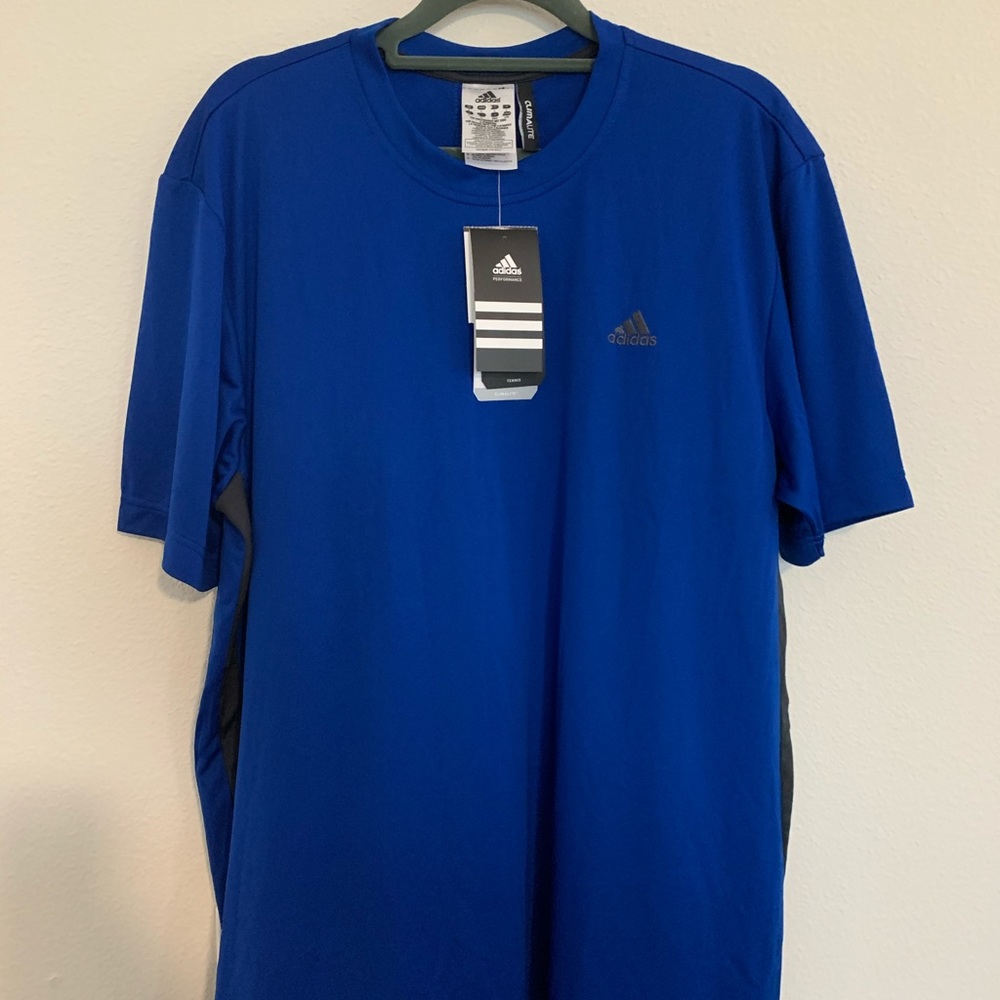 NWT Royal blue & black Adidas Climate Shirt L